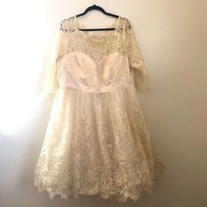 Chi Chi London Ivory tea length Wedding Dress size 22